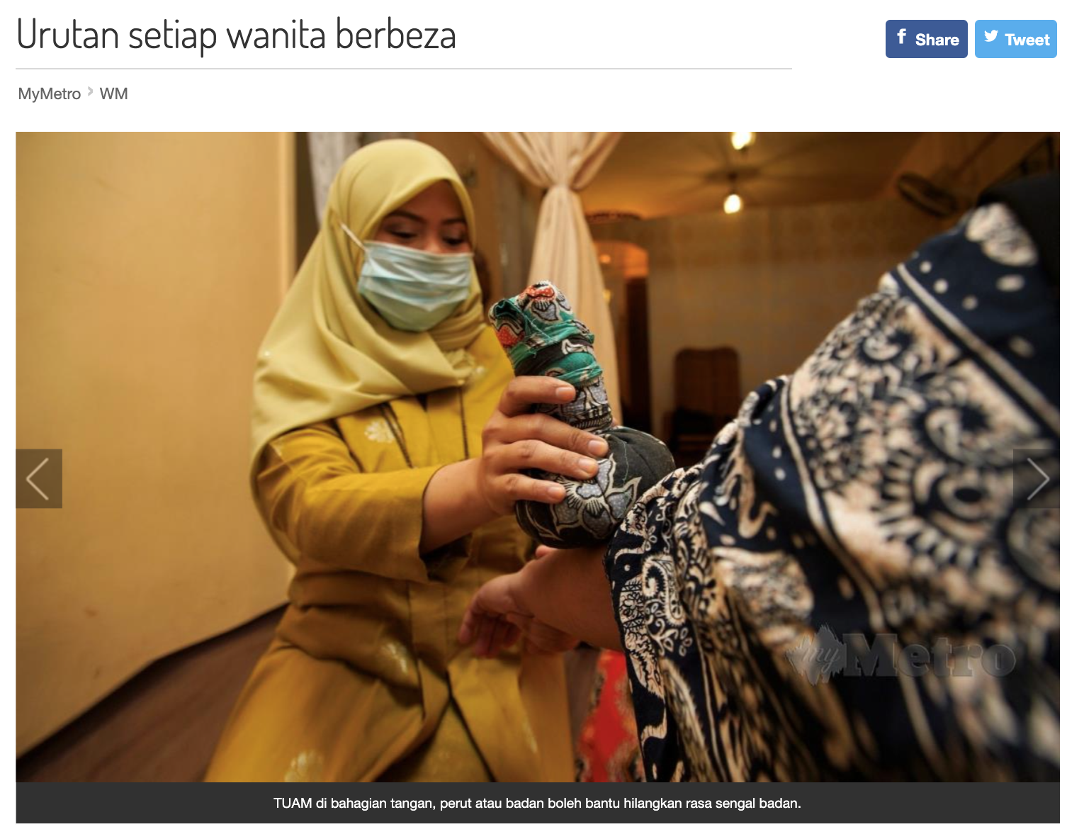 Harian Metro 4 Disember 2020 – Urutan Setiap Wanita Berbeza